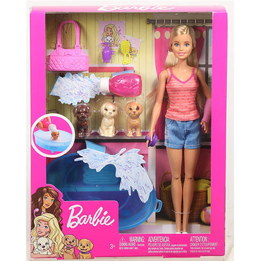 barbie doll pets puppy bath playset